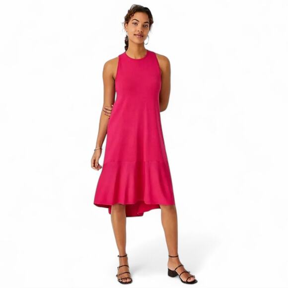 Ann Taylor Dresses & Skirts - Ann Taylor Flounce Sleeveless Sweater Dress Size Large Bright Pink NWT